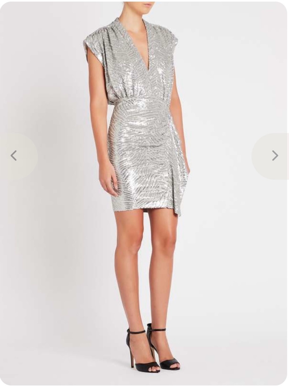 NWT IRO Silver Sequin V-Neck Party Dress